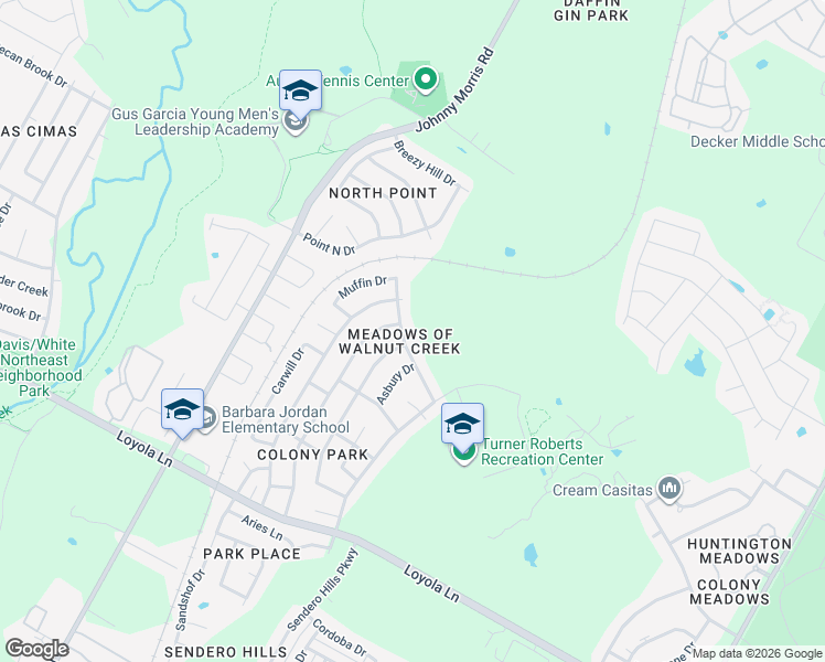 map of restaurants, bars, coffee shops, grocery stores, and more near 7217 Ritchie Drive in Austin