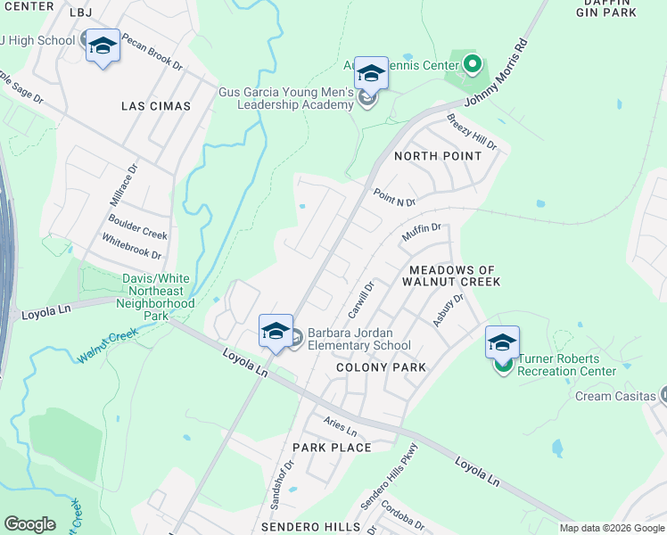 map of restaurants, bars, coffee shops, grocery stores, and more near 7101 Howerington Circle in Austin