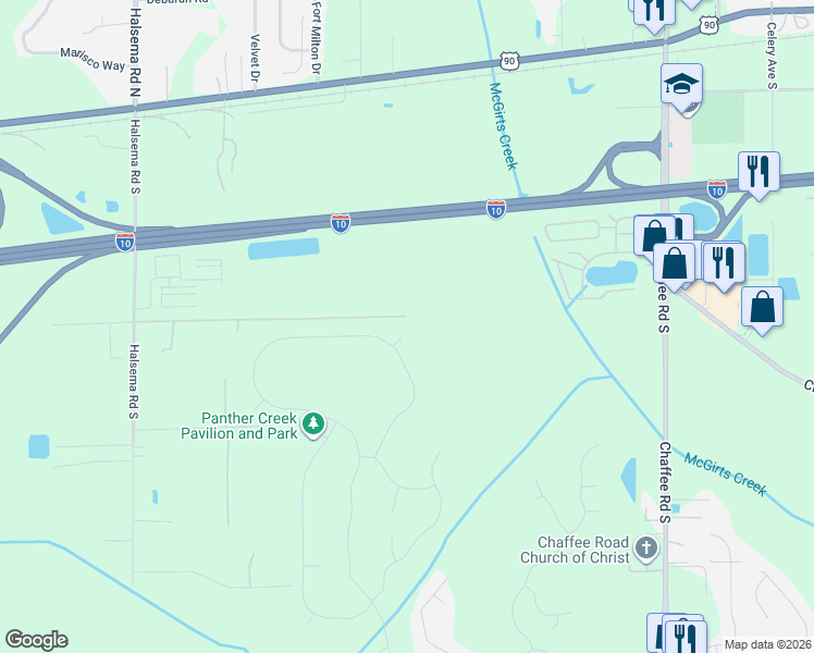 map of restaurants, bars, coffee shops, grocery stores, and more near 12006 Powell Road in Jacksonville