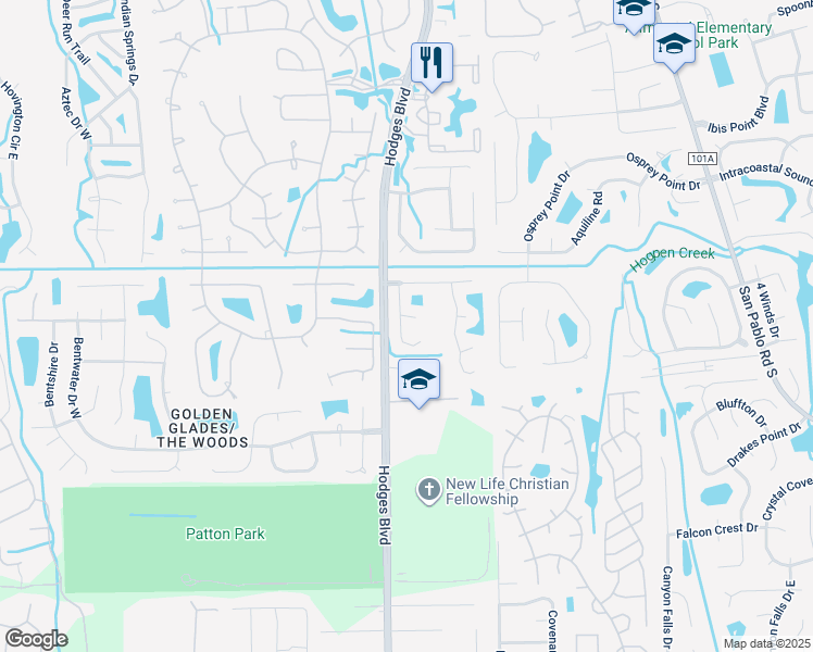 map of restaurants, bars, coffee shops, grocery stores, and more near 2429 Egrets Glade Drive in Jacksonville