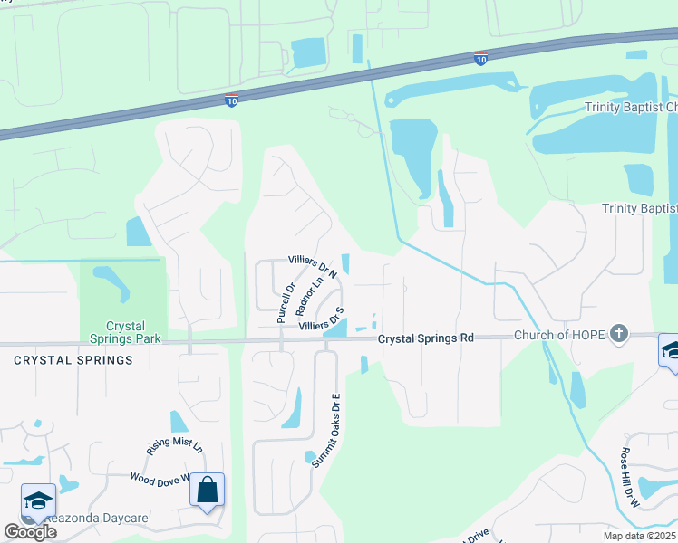 map of restaurants, bars, coffee shops, grocery stores, and more near 9613 Villiers Drive North in Jacksonville