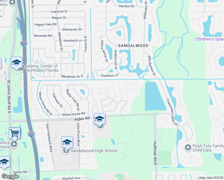 map of restaurants, bars, coffee shops, grocery stores, and more near 2425 Minford Place in Jacksonville