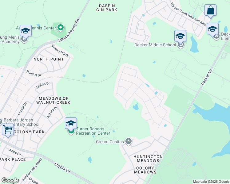 map of restaurants, bars, coffee shops, grocery stores, and more near 7400 Daves Landing Drive in Austin