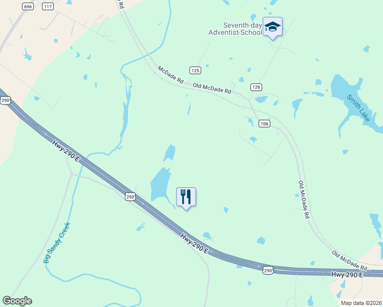map of restaurants, bars, coffee shops, grocery stores, and more near 2041 Old McDade Road in Elgin