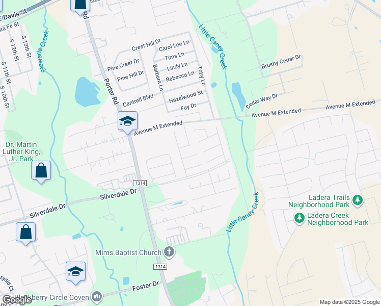 map of restaurants, bars, coffee shops, grocery stores, and more near 1609 Redbud Grove Court in Conroe