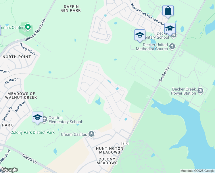 map of restaurants, bars, coffee shops, grocery stores, and more near 8013 Linnie Lane in Austin