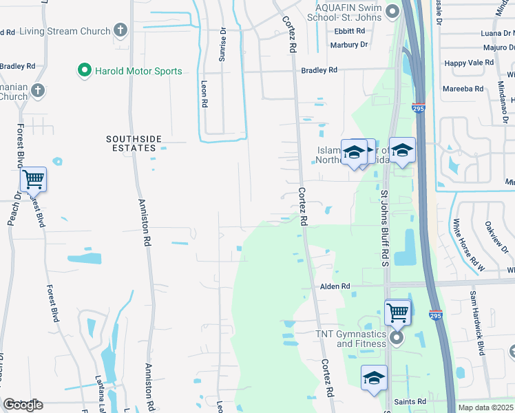 map of restaurants, bars, coffee shops, grocery stores, and more near 2415 Glen Gardner Drive in Jacksonville