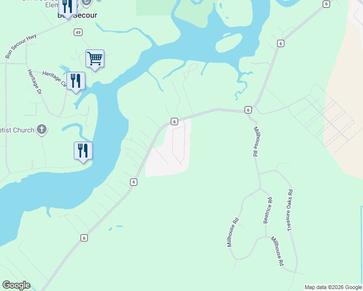 map of restaurants, bars, coffee shops, grocery stores, and more near 5553 Cinnamon Lane in Gulf Shores