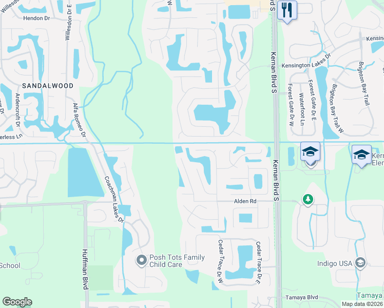 map of restaurants, bars, coffee shops, grocery stores, and more near 12009 Walkers Glen Lane North in Jacksonville