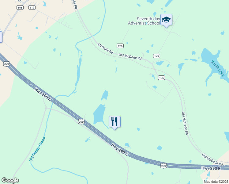 map of restaurants, bars, coffee shops, grocery stores, and more near 2041 Old McDade Road in Elgin