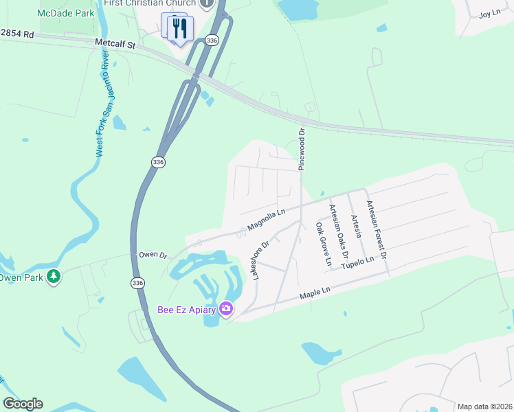 map of restaurants, bars, coffee shops, grocery stores, and more near 2030 Vanamen Court in Conroe