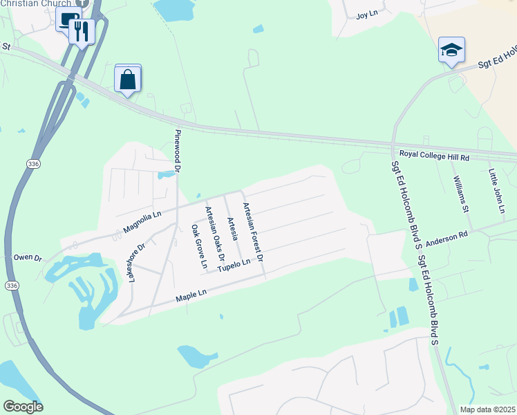 map of restaurants, bars, coffee shops, grocery stores, and more near 110 Red Oak Lane in Conroe