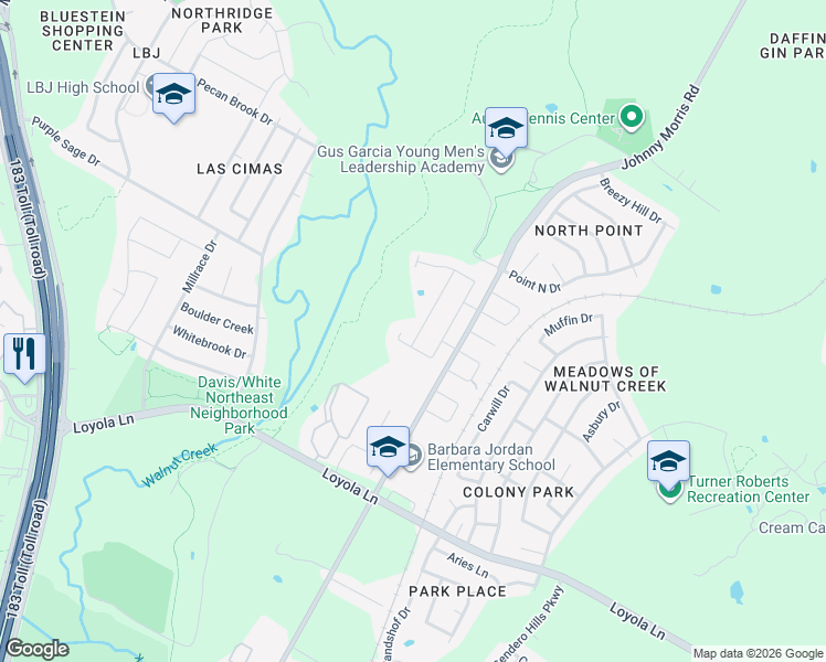 map of restaurants, bars, coffee shops, grocery stores, and more near 6308 Keegans Drive in Austin