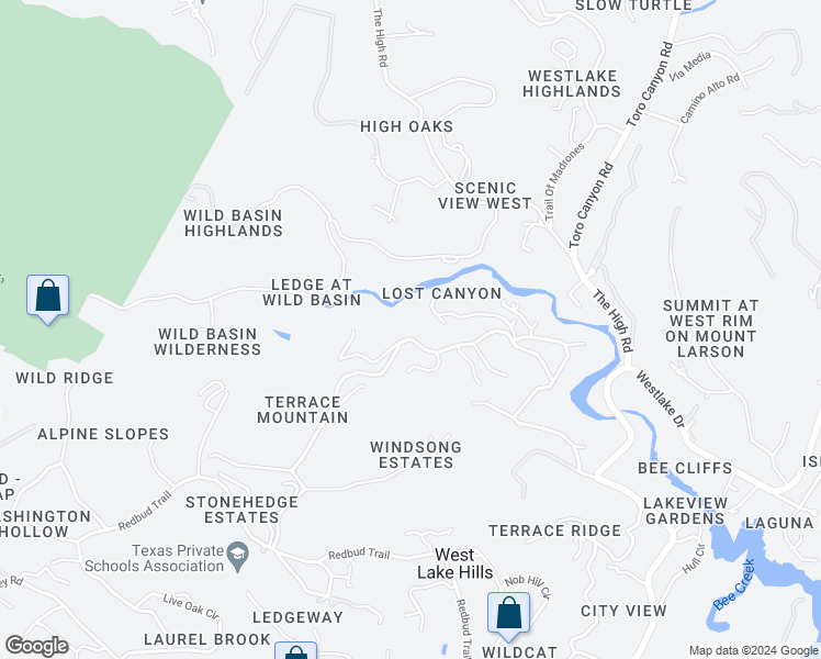 map of restaurants, bars, coffee shops, grocery stores, and more near 904 Terrace Mountain Drive in West Lake Hills
