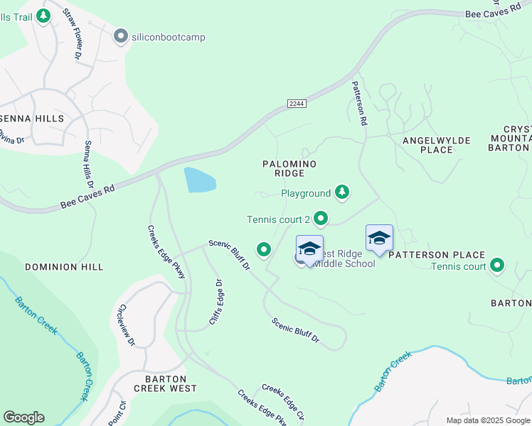 map of restaurants, bars, coffee shops, grocery stores, and more near 1620 Palomino Ridge Drive in Austin