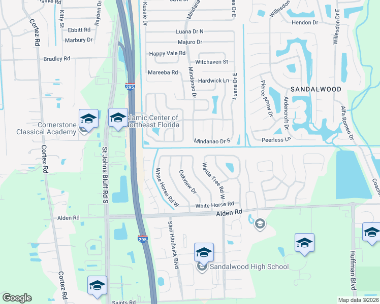 map of restaurants, bars, coffee shops, grocery stores, and more near 11665 Summer Tree Road North in Jacksonville