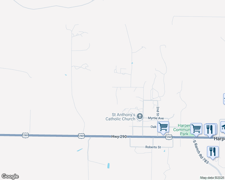 map of restaurants, bars, coffee shops, grocery stores, and more near 453 Reeves Lane in Harper