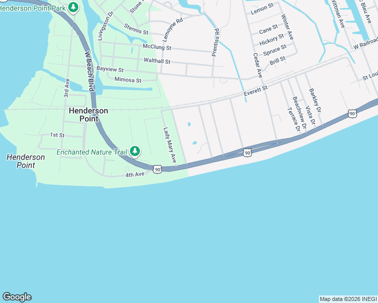 map of restaurants, bars, coffee shops, grocery stores, and more near 120 Boisdore Avenue in Pass Christian