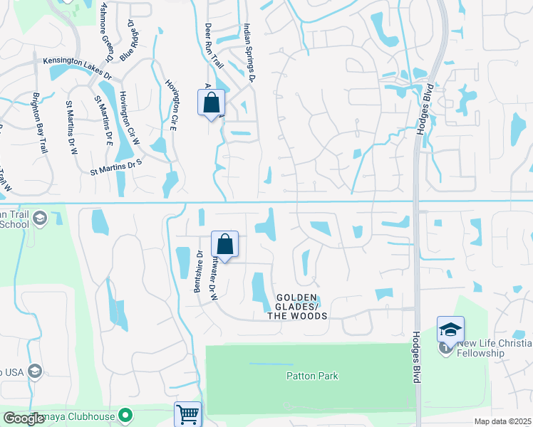 map of restaurants, bars, coffee shops, grocery stores, and more near 12821 Cool Water Way in Jacksonville