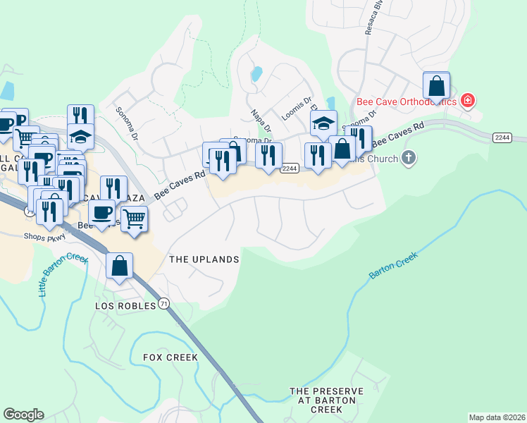 map of restaurants, bars, coffee shops, grocery stores, and more near 3505 Avendale Drive in Austin