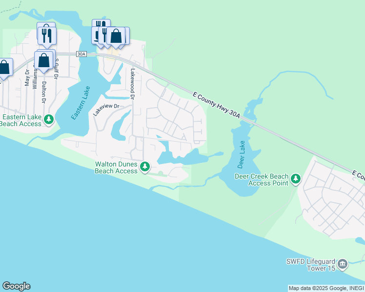 map of restaurants, bars, coffee shops, grocery stores, and more near 58 Mar-A-Lago Boulevard in Santa Rosa Beach