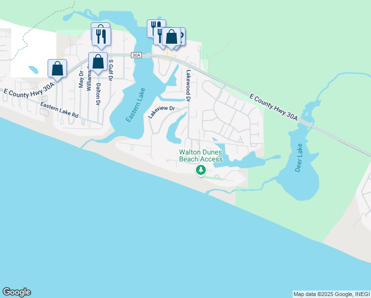 map of restaurants, bars, coffee shops, grocery stores, and more near 47 Seapointe Lane in Santa Rosa Beach