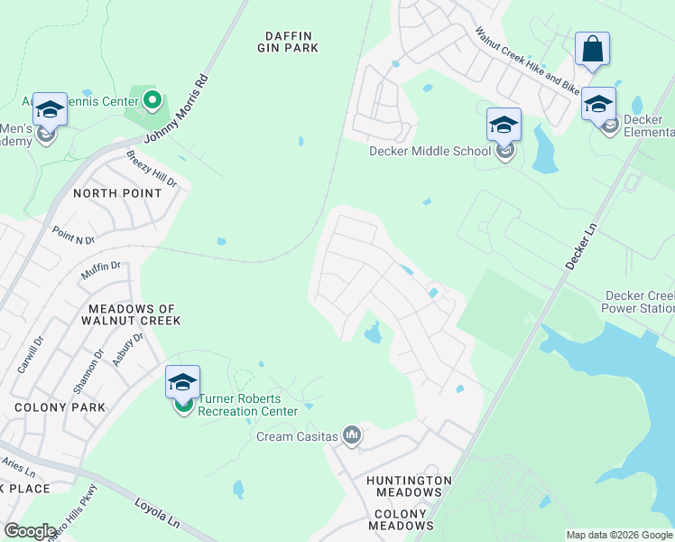 map of restaurants, bars, coffee shops, grocery stores, and more near 7713 City Top Boulevard in Austin