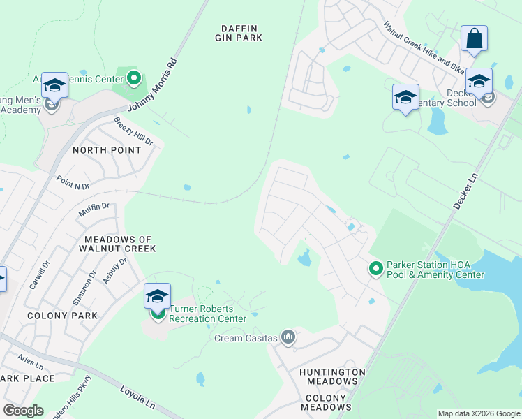 map of restaurants, bars, coffee shops, grocery stores, and more near 7500 Daves Landing Drive in Austin