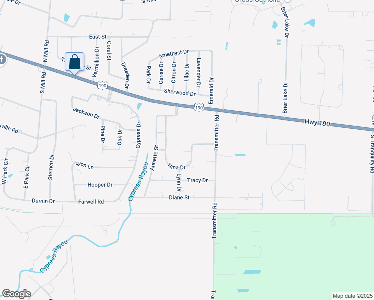 map of restaurants, bars, coffee shops, grocery stores, and more near 30194 Nina Drive in Lacombe