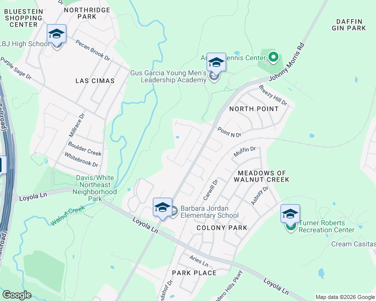map of restaurants, bars, coffee shops, grocery stores, and more near 7112 Boyle Drive in Austin