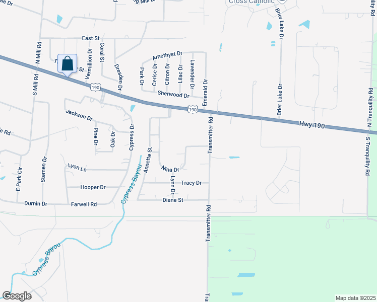 map of restaurants, bars, coffee shops, grocery stores, and more near 30194 Nina Drive in Lacombe