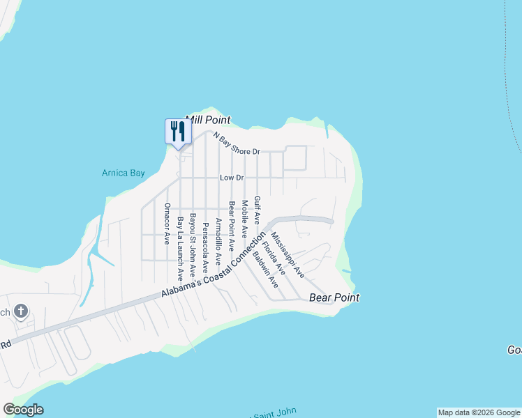 map of restaurants, bars, coffee shops, grocery stores, and more near 5542 Gulf Ave in Orange Beach
