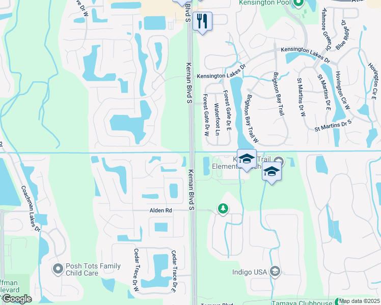 map of restaurants, bars, coffee shops, grocery stores, and more near 2281 Kernan Boulevard South in Jacksonville