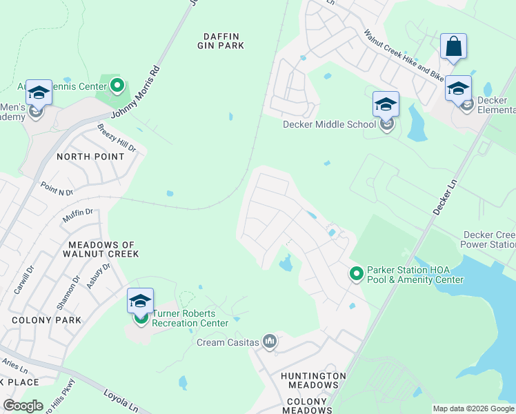 map of restaurants, bars, coffee shops, grocery stores, and more near 7713 City Top Boulevard in Austin