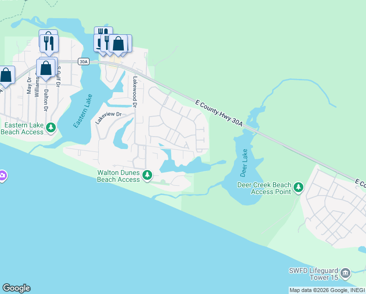 map of restaurants, bars, coffee shops, grocery stores, and more near 58 Mar-A-Lago Boulevard in Santa Rosa Beach