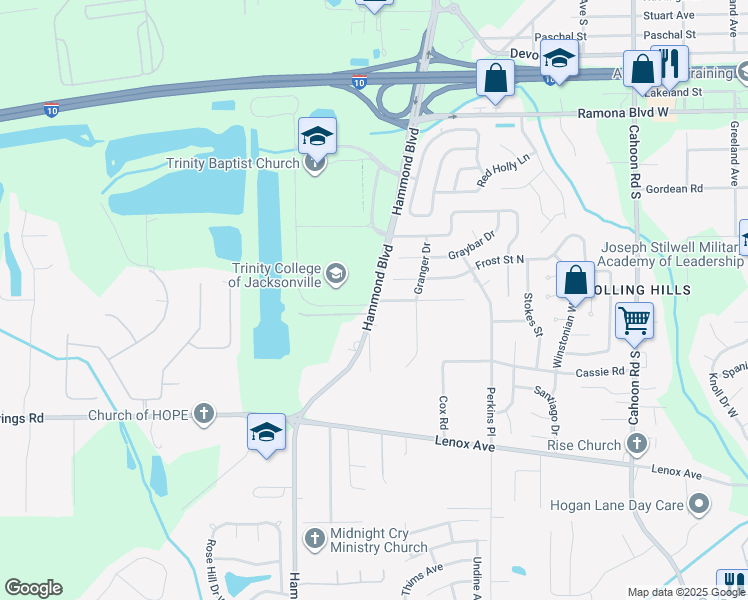 map of restaurants, bars, coffee shops, grocery stores, and more near 998 Hammond Boulevard in Jacksonville