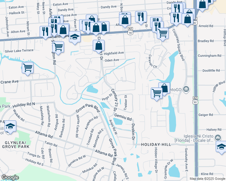 map of restaurants, bars, coffee shops, grocery stores, and more near 8090-5 Century 21 Ap in Jacksonville