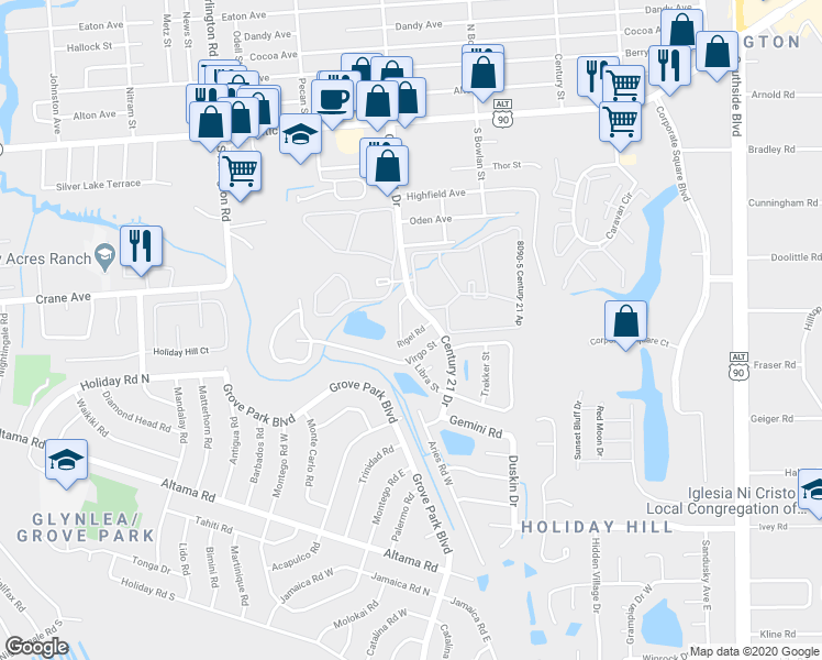 map of restaurants, bars, coffee shops, grocery stores, and more near 537 Eiseman Way in Jacksonville