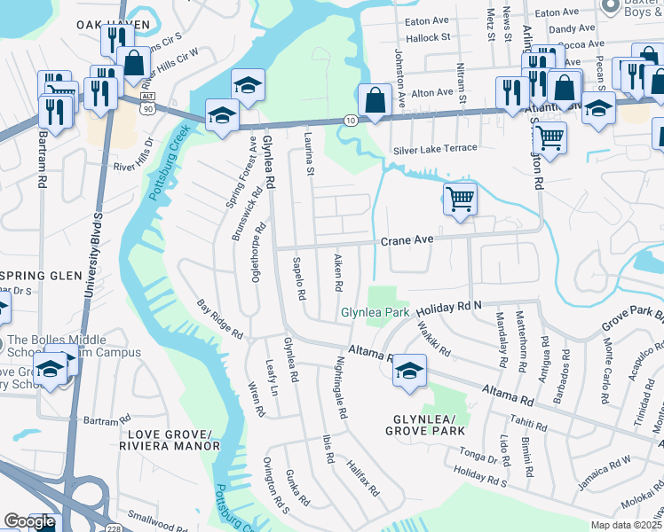 map of restaurants, bars, coffee shops, grocery stores, and more near 413 Laurina Street in Jacksonville