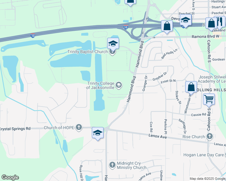map of restaurants, bars, coffee shops, grocery stores, and more near 880-998 Hammond Boulevard in Jacksonville