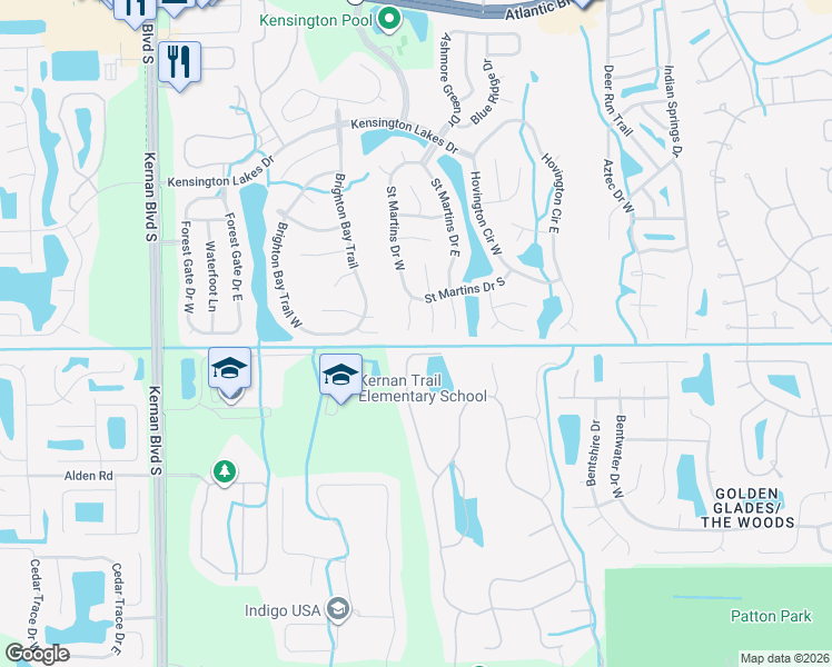 map of restaurants, bars, coffee shops, grocery stores, and more near 2200 Heath Green Place South in Jacksonville
