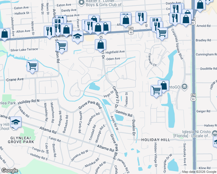 map of restaurants, bars, coffee shops, grocery stores, and more near 537 Eiseman Way in Jacksonville