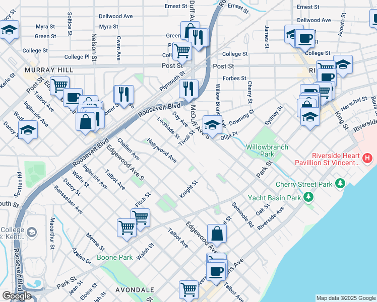 map of restaurants, bars, coffee shops, grocery stores, and more near 1355 Lechlade Street in Jacksonville