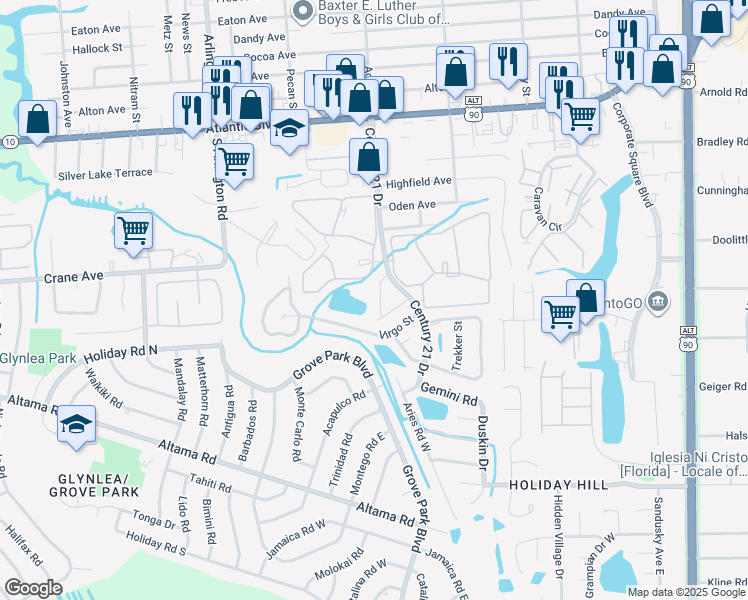 map of restaurants, bars, coffee shops, grocery stores, and more near 532 Eiseman Way in Jacksonville