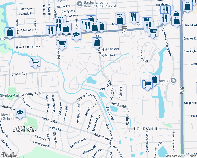 map of restaurants, bars, coffee shops, grocery stores, and more near 532 Eiseman Way in Jacksonville