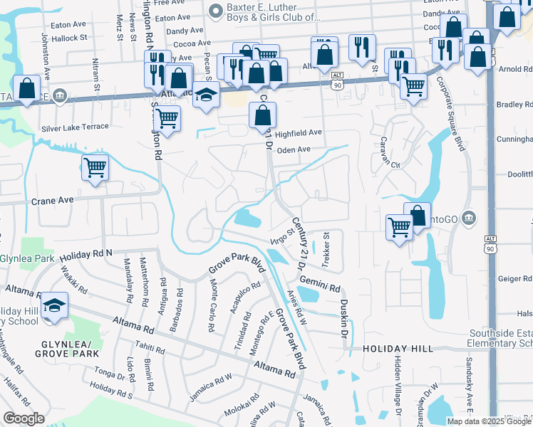 map of restaurants, bars, coffee shops, grocery stores, and more near 532 Eiseman Way in Jacksonville