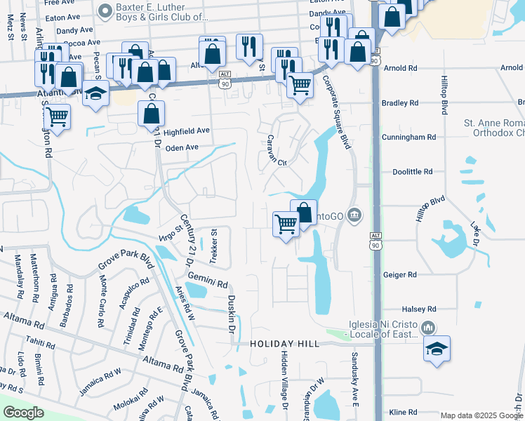 map of restaurants, bars, coffee shops, grocery stores, and more near in Jacksonville