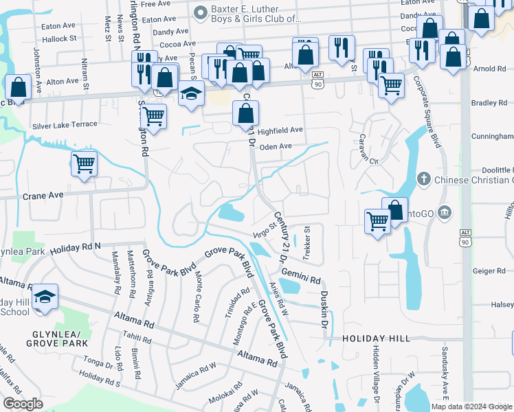 map of restaurants, bars, coffee shops, grocery stores, and more near 541 Eiseman Way in Jacksonville