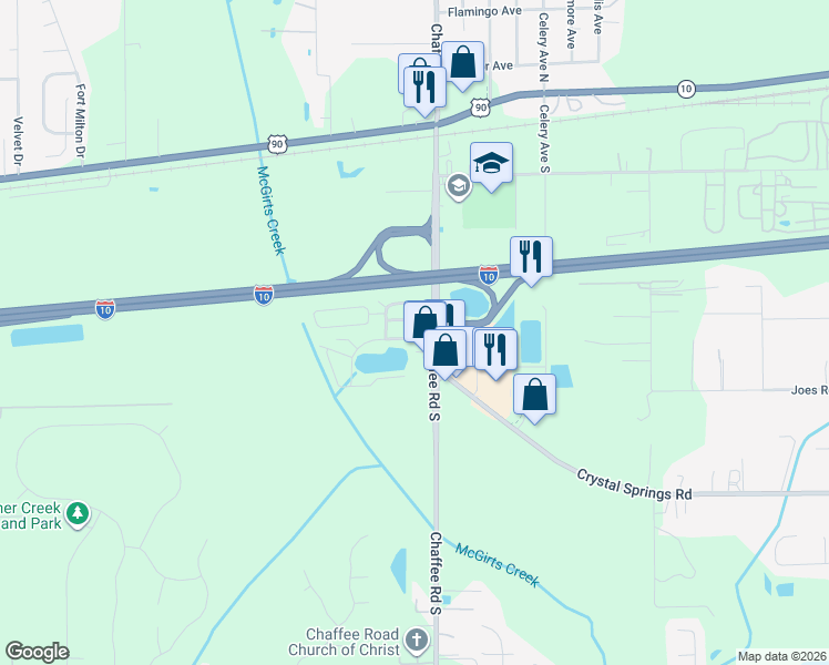 map of restaurants, bars, coffee shops, grocery stores, and more near 3 Woodleaf Circle East in Jacksonville