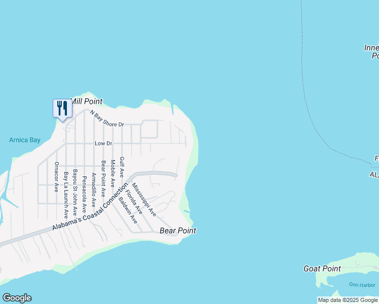 map of restaurants, bars, coffee shops, grocery stores, and more near 29900 Low Drive in Orange Beach